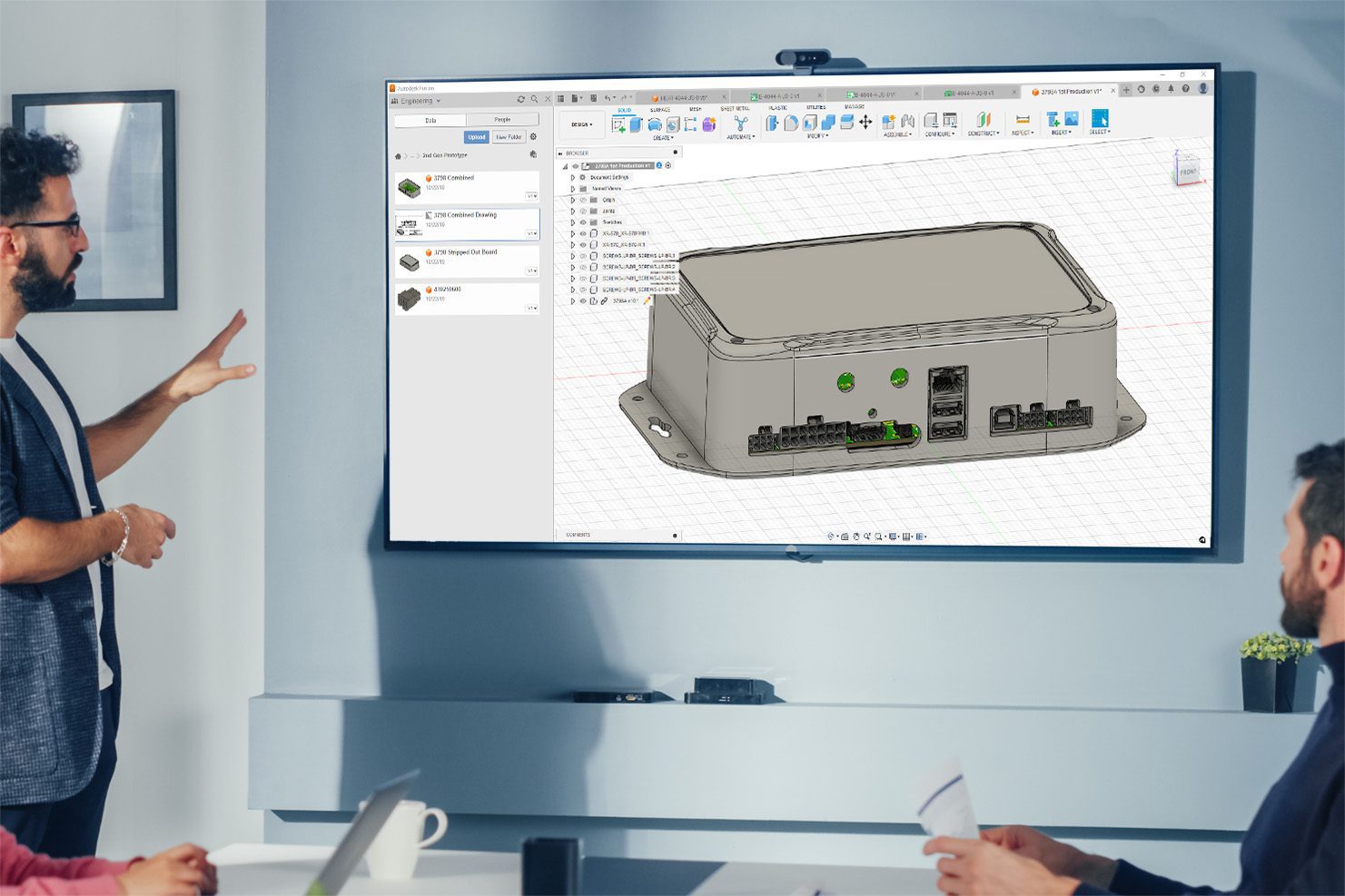 Design of Box Build Presented Box build rendering on presentation screen